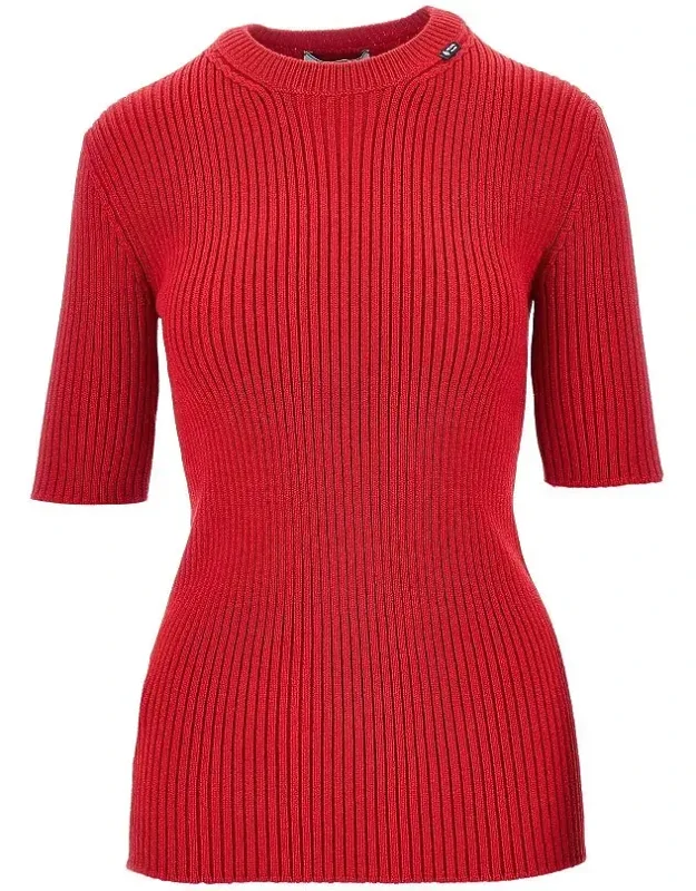 Ribbed Wool Short-sleeved Sweater