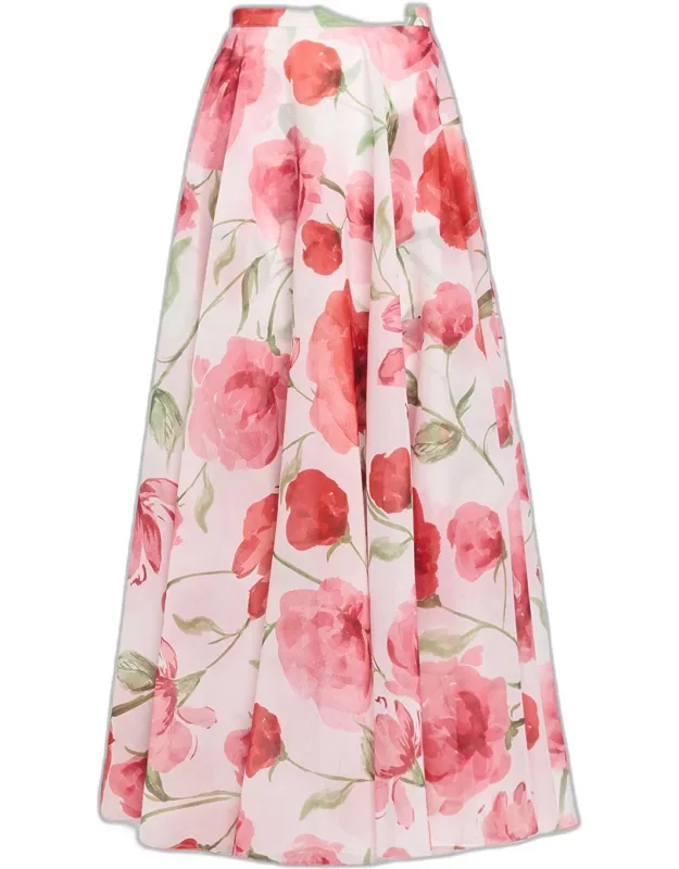 Floral-print Organza Maxi Skirt