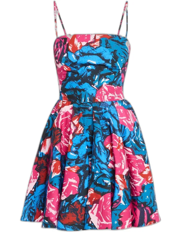Sliced Sleeveless Floral Mini Dress