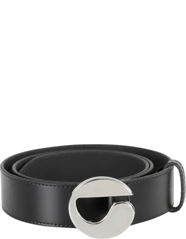 Big Logo Silver Logo Buckle Leather Belt