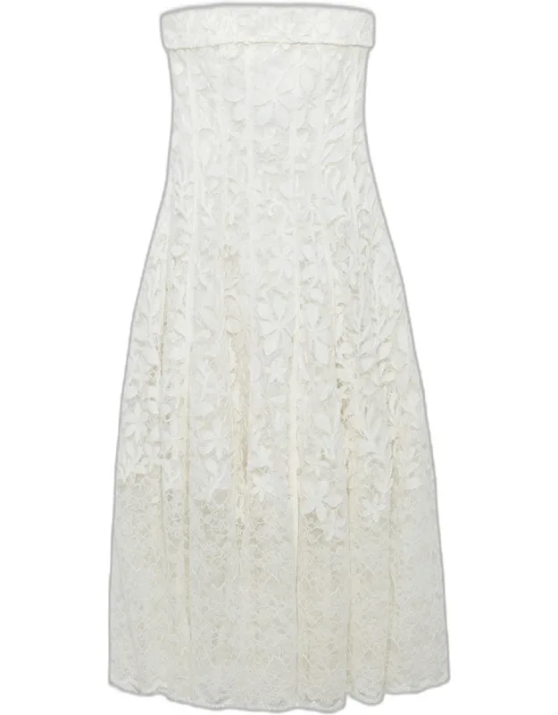 Imogen Strapless Cotton Lace Midi Dress