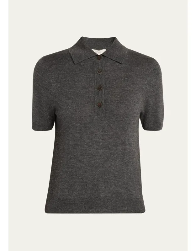 Melange Cashmere Polo Shirt