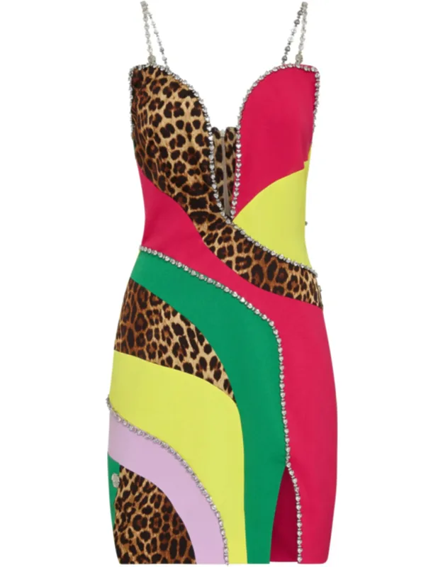 Mini Dress Rainbow Patchwork