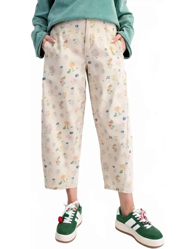 Floral Twill Barrel Pants