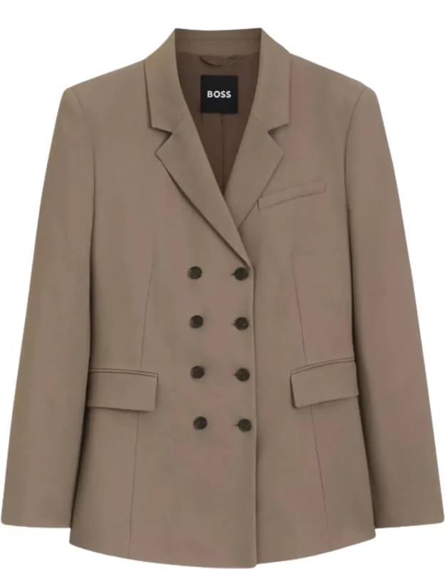 Structured Double-breasted Blazer With Notched Lapel