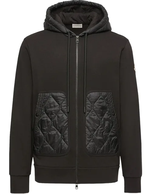 Quilted-panel Zip-up Hoodie