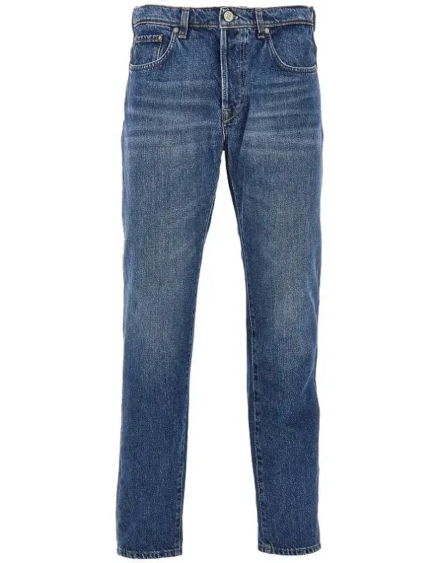 Cotton Denim Tapered Fit Jeans