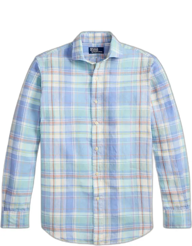 Slubby Linen Plaid Button-down Shirt