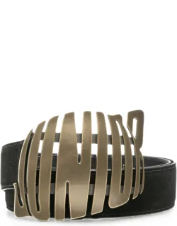 Logo-buckle Suede Belt