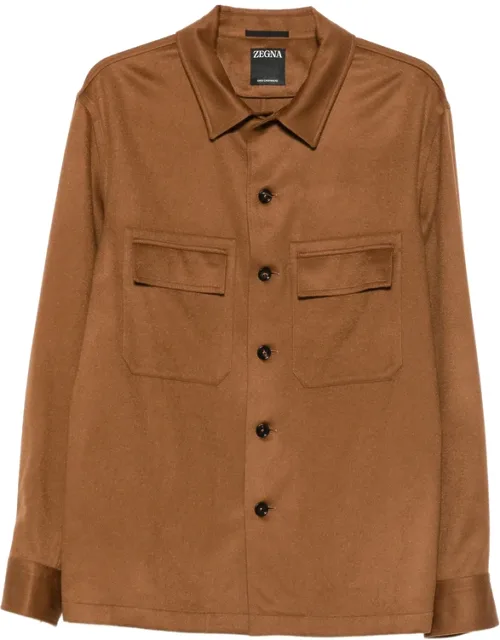 Button-fastening Flap-pocket Shirt