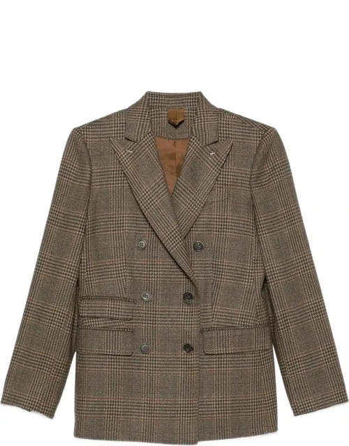 Double-breasted Checked Blazer