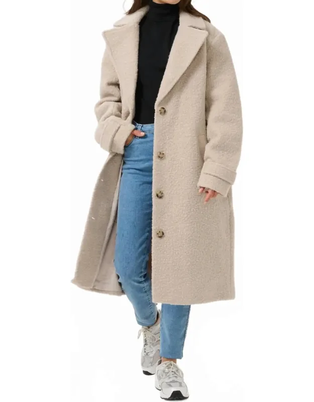 Teddy Fabric Notch Lapel Coat