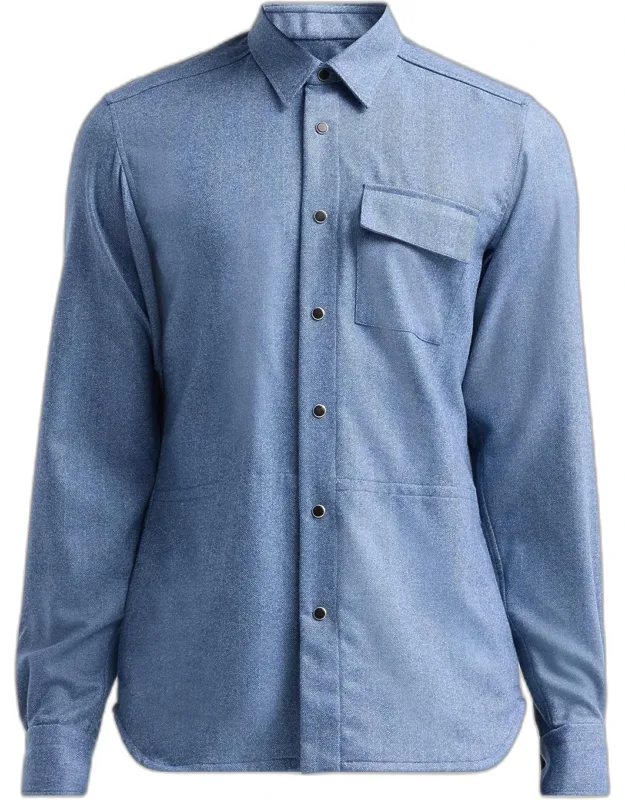 Buba Virgin Wool & Cashmere Snap-front Shirt