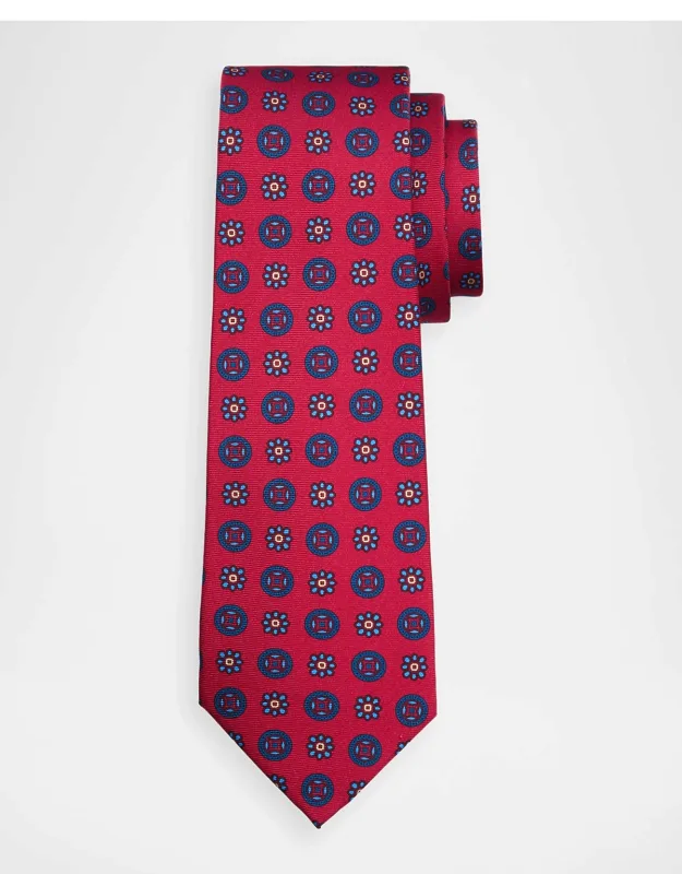 Silk Geometric Floral 7-fold Tie