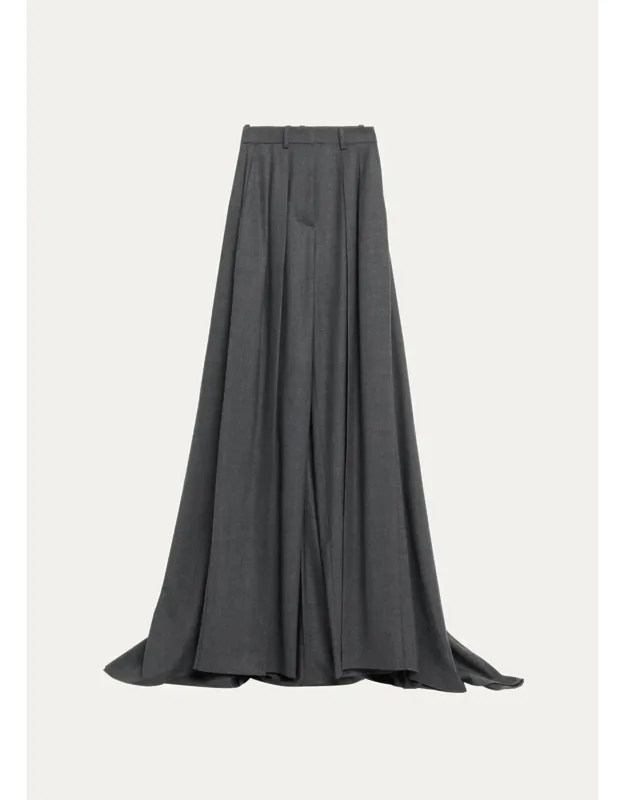 Wide-leg Stretch Wool Trousers