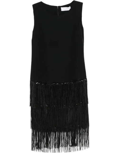 Sequin-embellished Fringed Midi Dress