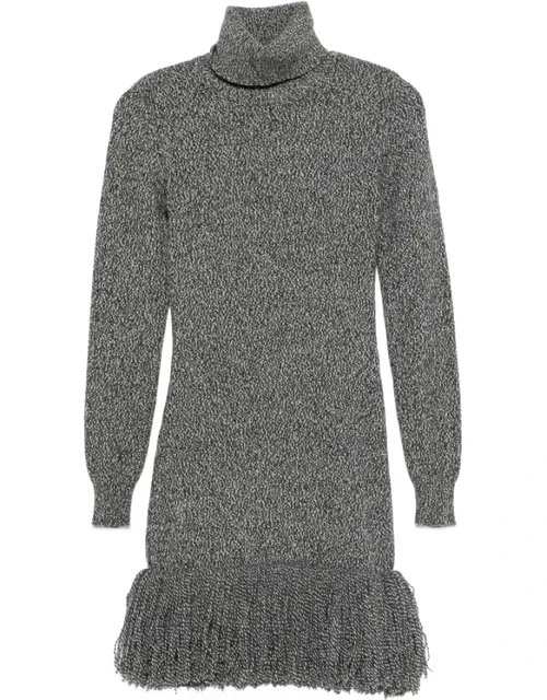 Roll-neck Fringed Mini Dress