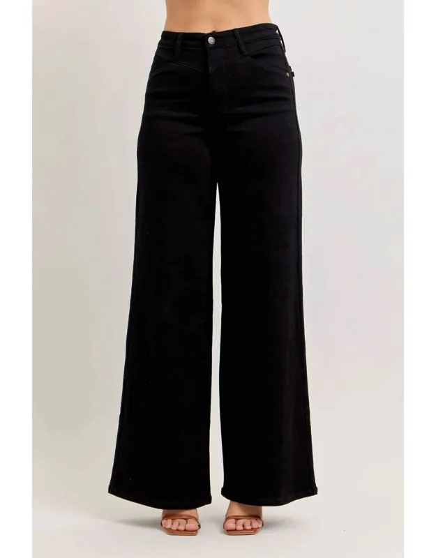 High Waist Retro Wide Jeans With Front Yoke