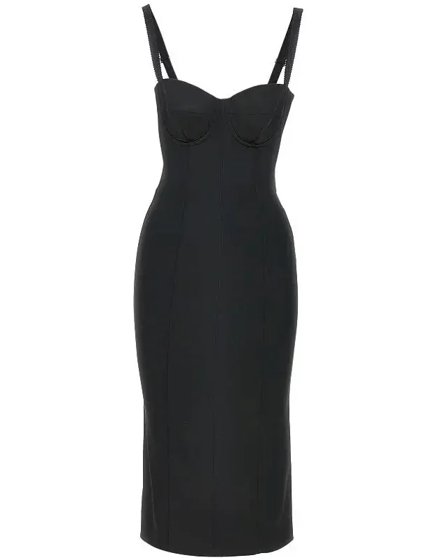 Stretch Satin Midi Dress