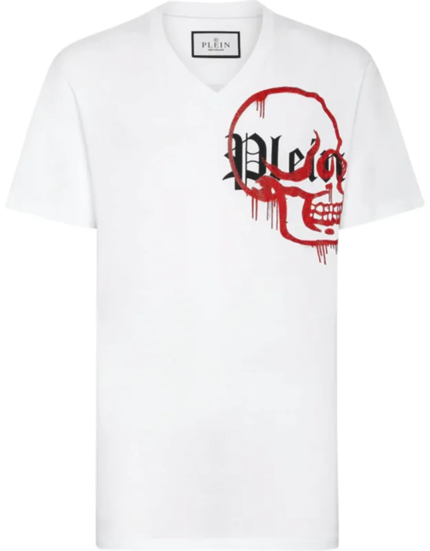 V-neck T-shirt With Crystals