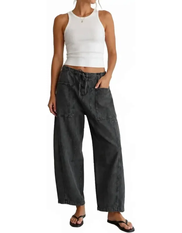 Max Drawstring Denim Barrel Jeans