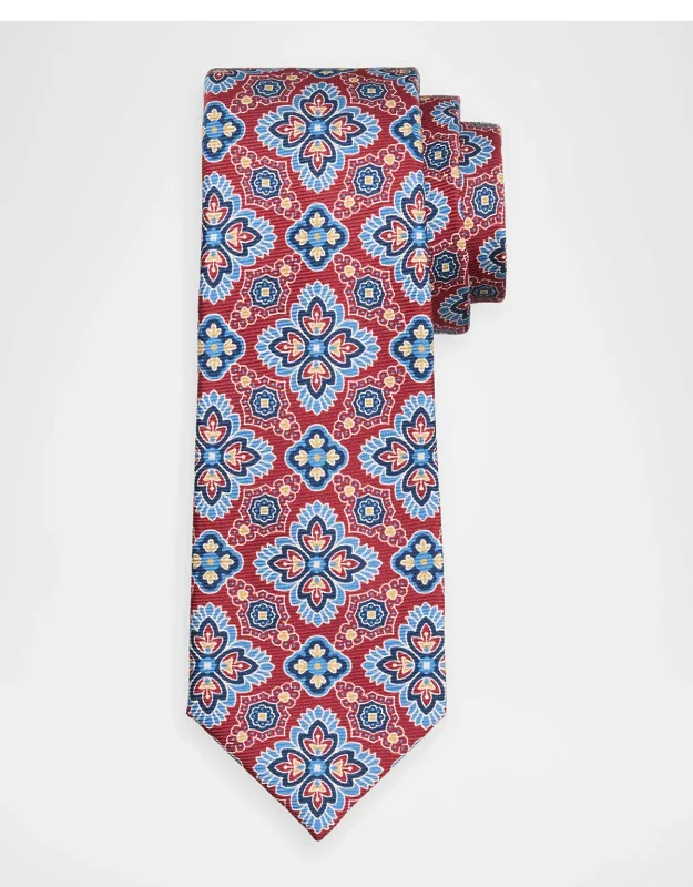 Silk Floral Medallion 7-fold Tie