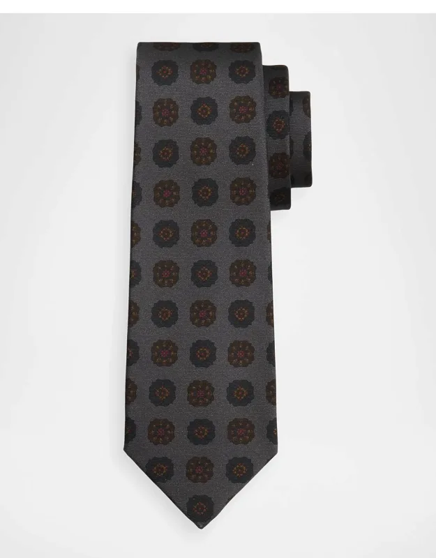 Silk Floral Medallion 7-fold Tie