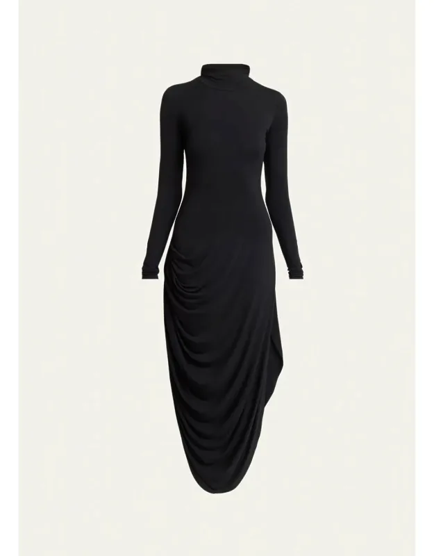 Draped Turtleneck Dress
