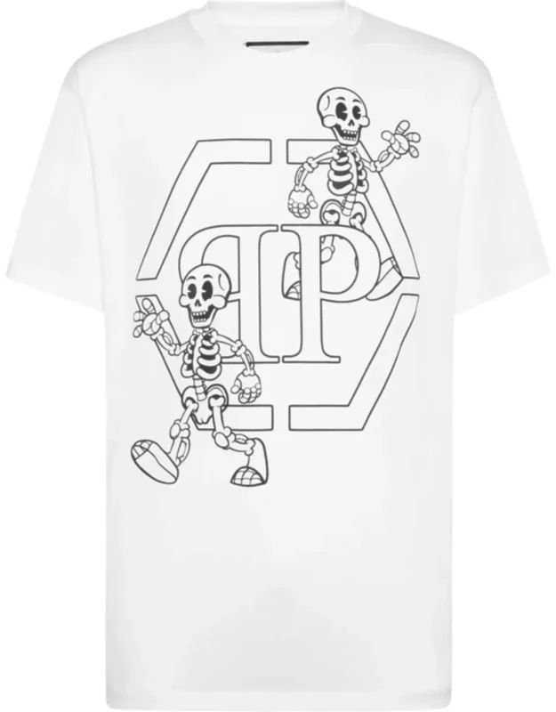 T-shirt With Round Neck And Skeleton Design