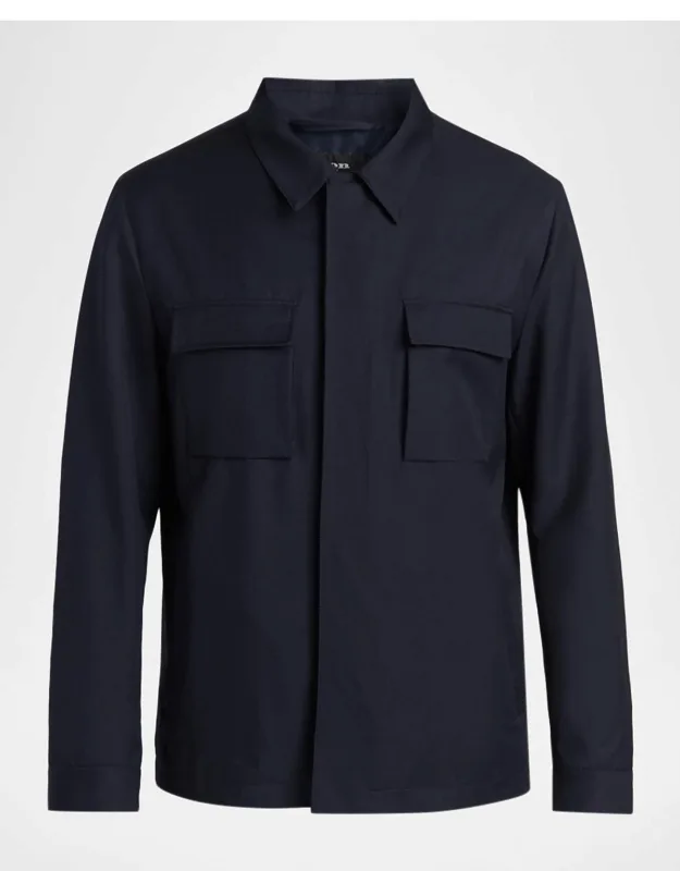 Wool And Silk Flap-pocket Shirt Jacket