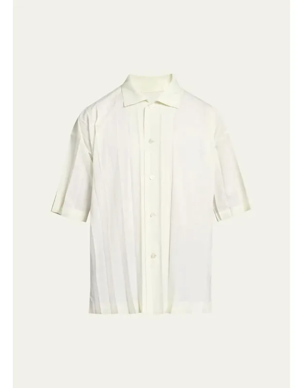 Edge Pleated Short-sleeve Shirt