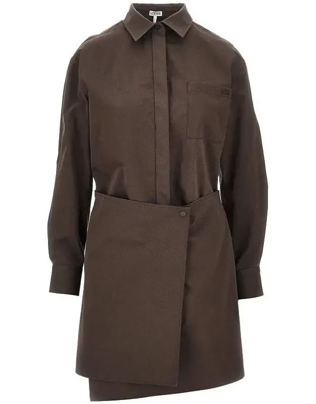Cotton And Silk Mini Shirt Dress