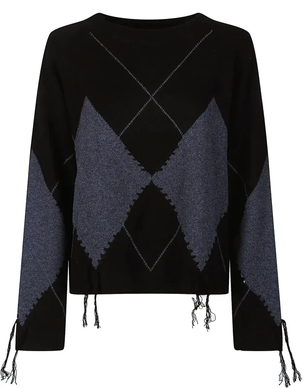 Cropped Argyle Sweater