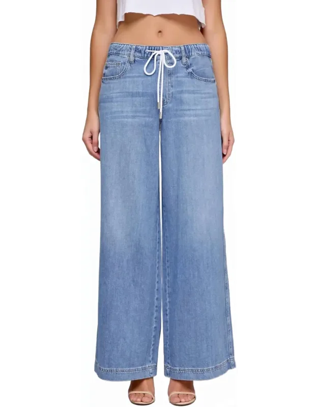 Super Soft Elastic Waistband Wide Leg Jeans