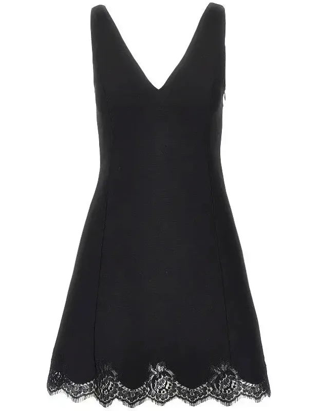 Crepe Couture Mini Dress With Lace