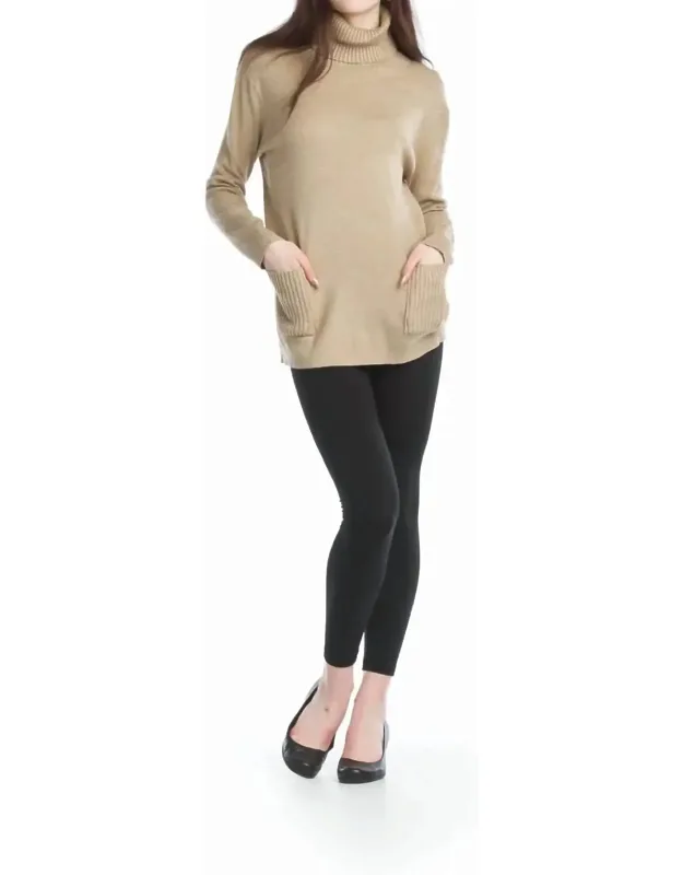 Front Pocket Turtle Neck Sweater