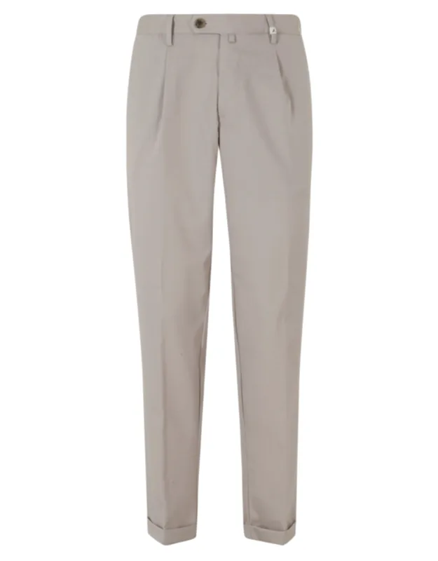 Turtledove Turn-up Waist Loops Wool Trousers