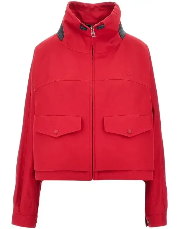 Cotton And Silk Jacket With Leather Details