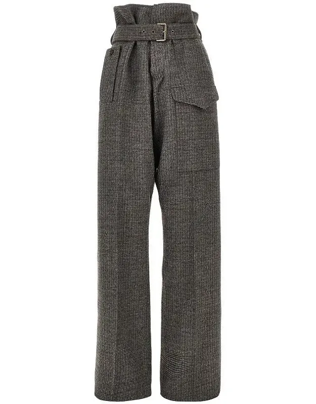 Check Wool Pants With Belt