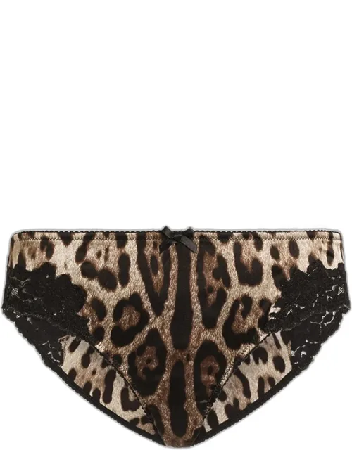 Leopard-print Lace & Satin Brief