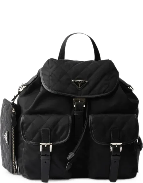 Medium Quilted Re-nylon Backpack With Saffiano Leather Trim