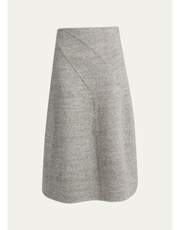Paneled Flare Midi Skirt