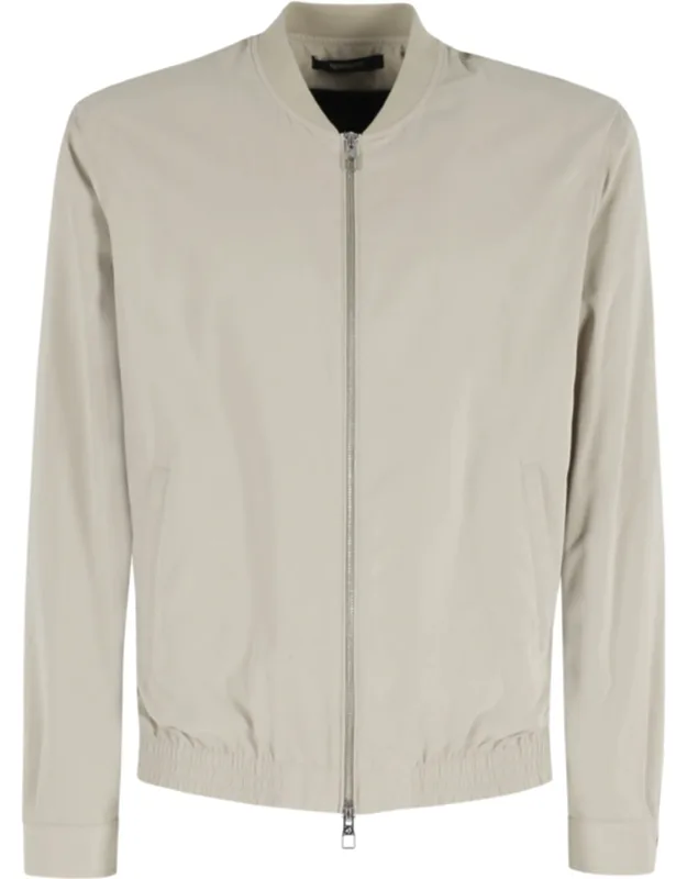 Microfiber Ribbed-collar Bomber Jacket