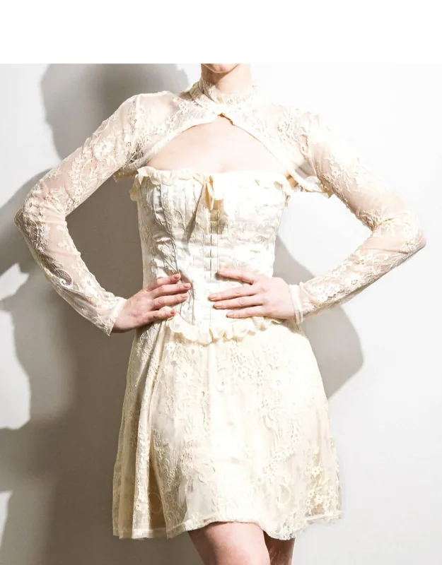 Corset Mini Dress With Lace Bolero