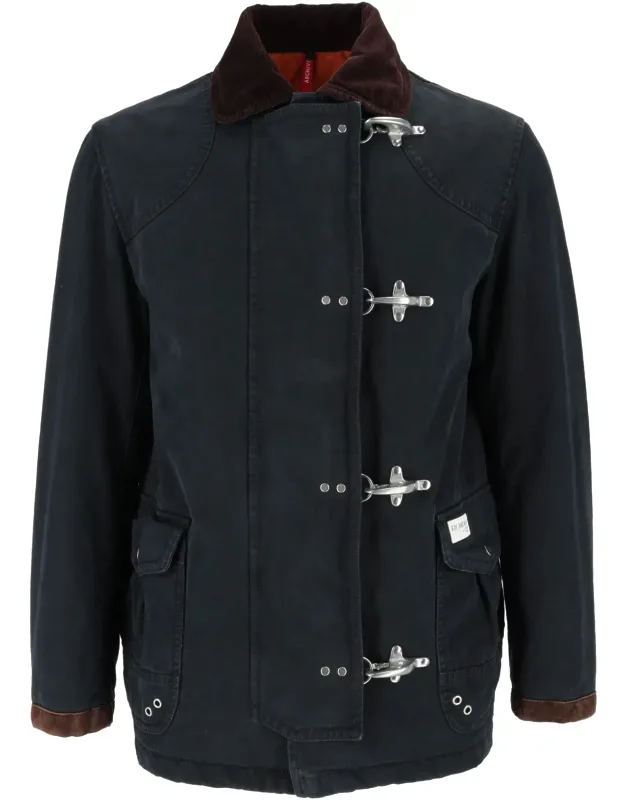 Washed Cotton Calf Suede Collar Jacket