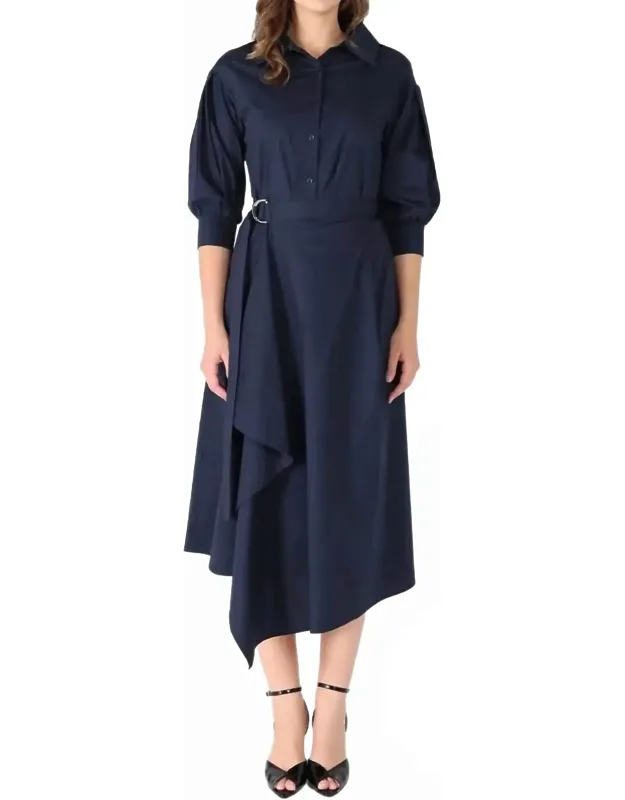 Bottom Wrap Shirt Collared Dress