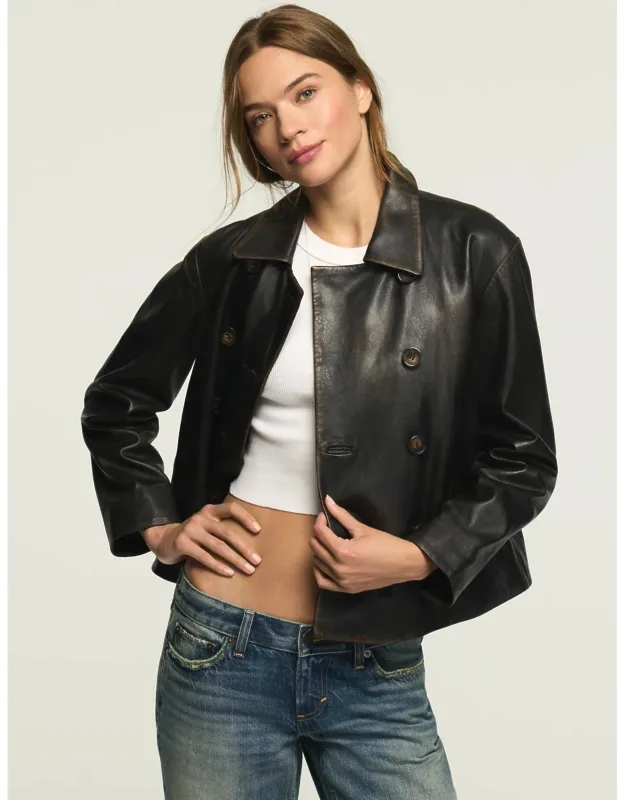 Double Breasted Leather Jacket