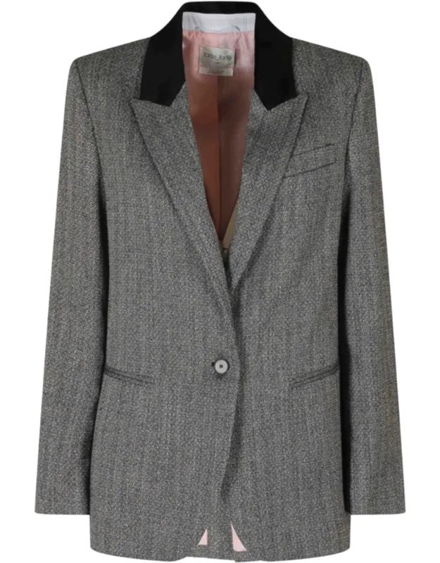 Velvet Collar Chevron Blazer