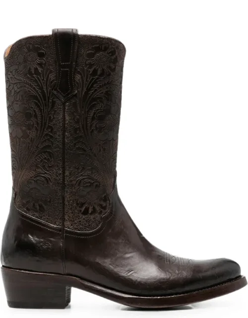 Floral-embossed Boots
