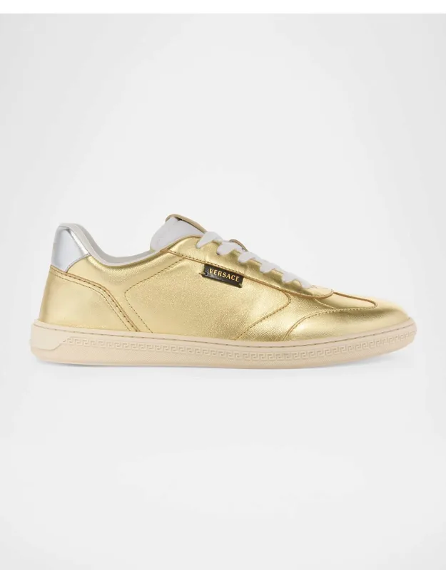 Laminated Leather T-toe Low-top Sneakers
